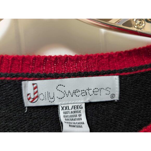 Jolly Sweaters UGLY CHRISTMAS SWEATER Holiday Black DISCO T-REX Men's XXL - Picture 4 of 9